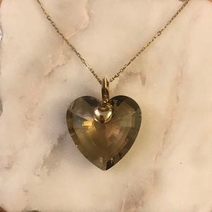 Swarovski brown crystal heart necklace